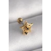 316L Çelik Gold Renk Siyah Zirkon Taş Detay Örümcek Ağ Model Tragus Piercing