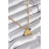 316L Çelik Gold Renk Top Zincir Model Fil Figür Nazar Boncuk Detay Kadın Kolye