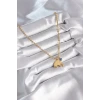 316L Çelik Gold Renk Top Zincir Model Fil Figür Nazar Boncuk Detay Kadın Kolye