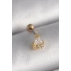 316L Çelik Gold Renk Üçgen Zirkon Taşlı Tragus Piercing