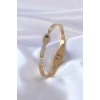 316L Çelik Gold Renk Yılan Model Zirkon Taş Detay Kadın Kelepçe