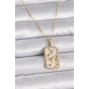 316L Çelik Gold Renk Zincir Boğa Burcu Zirkon Taşlı Kadın Kolye