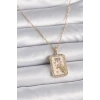 316L Çelik Gold Renk Zincir Koç Burcu Zirkon Taşlı Kadın Kolye