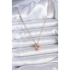 316L Çelik Gold Renk Zincir Pembe Kristal Kalp Model Zirkon Taş Detay Kadın Kolye