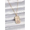 316L Çelik Gold Renk Zincir Terazi Burcu Zirkon Taşlı Kadın Kolye