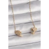 316L Çelik Gold Renk Zincir Zirkon Taşlı Mıknatıslı Kalp Model Kadın Kolye