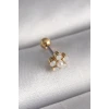 316L Çelik Gold Renk Zirkon Taşlı Çiçek Model Tragus Piercing