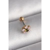 316L Çelik Gold Renk Zirkon Taşlı Çiçek Tragus Piercing