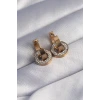 316L Çelik Gold Renk Zirkon Taşlı İç İçe Geçmeli Oval Küpe