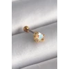 316L Çelik Gold Renk Zirkon Taşlı Kalp Tragus Piercing
