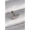 316L Çelik Gümüş Renk Dal Model Zirkon Taş Detaylı Tragus Piercing