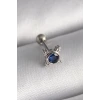 316L Çelik Gümüş Renk Mavi Zirkon Taşlı Tragus Piercing