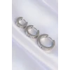 316L Çelik Gümüş Renk Model 3lü Halka Küpe