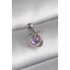 316L Çelik Gümüş Renk Mor Mineli Kalp Zirkon Taş Detay Tragus Piercing