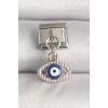 316L Çelik Gümüş Renk Nazar Boncuk Detaylı Göz Model Nomination Charm