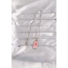 316L Çelik Gümüş Renk Pembe Mineli Güneş Model Tarot Kolye