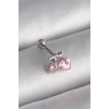 316L Çelik Gümüş Renk Pembe Zirkon Taşlı Kalp Tragus Piercing