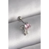 316L Çelik Gümüş Renk Pembe Zirkon Taşlı Sallantı Yıldız Detay Tragus Piercing
