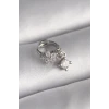 316L Çelik Gümüş Renk Zirkon Taşlı Çiçek Model Sallantı Detay Tragus Piercing