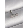 316L Çelik Gümüş Renk Zirkon Taşlı Çiçek Tragus Piercing