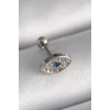 316L Çelik Gümüş Renk Zirkon Taşlı Göz Tragus Piercing