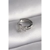 316L Çelik Gümüş Renk Zirkon Taşlı Kurdele Model Tragus Piercing