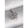 316L Çelik Gümüş Renk Zirkon Taşlı Sonsuzluk Detay Tragus Piercing