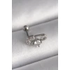 316L Çelik Gümüş Renk Zirkon Taşlı Toplu İğne Tragus Piercing