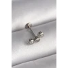 316L Çelik Gümüş Renk Zirkon Taşlı Tragus Piercing