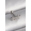 316L Çelik Gümüş Renk Zirkon Taşlı Yonca Tragus Piercing