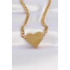 316L Çelik Zincir Altın Renk Düz Plaka Kalp Kolye