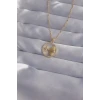 316L Çelik Zincir Gold Renk Zirkon Taşlı Yıldız Figürlü Oval Kolye