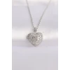 316L Çelik Zincir Gümüş Renk Zirkon Taşlı Kalp Kolye