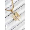 316L Çelik Zirkon Taşlı Melek Model Gold Renk Kadın Kolye