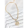 316L Çelik Zirkon Taşlı Melek Model Gold Renk Kadın Kolye