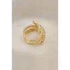 Ayarlamalı Altın Renk Metal Zirkon Taşlı Yüzük