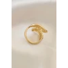 Ayarlamalı Gold Renk Metal Zirkon Taşlı Kanat Yüzük
