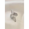 Ayarlamalı Silver Renk Metal Zirkon Taşlı Kanat Yüzük