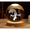 Dekoratif Küçük Prens Tasarımlı Ahşap Altlıklı Işıklı Cam Küre Cam:6cm Ahşap:2cm
