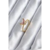 Gold Renk Pembe Zirkon Taşlı Kelebek Model Kadın Yüzük