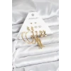 Gold Renk Pirinç Kadın 6 Çift Küpe Seti