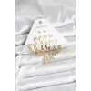 Gold Renk Yıldızlı Set 6 Çift Kadın Küpe Seti