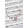 Gül Charmlı Gümüş Renk Pirinç Kadın Bileklik
