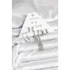 Gümüş Renk Pirinç 6 Çiftli Kadın Küpe Seti