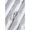 Gümüş Renk Zirkon Taşlı Pembe Kristal Kalp Model Kadın Yüzük