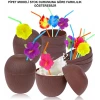 Hindistan Cevizi Hawaii Luau Aloha Pipetli İçecek Kabı Bardak 10x13 Cm 1 Adet