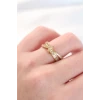 Kıvrım Model Gold Renk Zirkon Taşlı Ayarlanabilir Yüzük