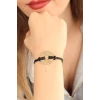 LUCKY (Şanslı) Siyah Deri İpli Unisex Mood Bileklik