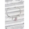 Pembe Kelebek Charmlı Gümüş Renk Kadın Bileklik