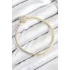 Pirinç Charm Zirkon Taşlı Kalp Model Gold Renk Kadın Bileklik